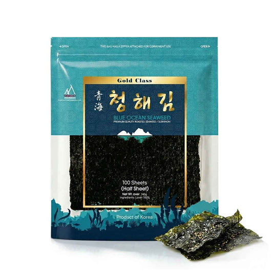 Blue Ocean Organic Sushi Nori Seaweed, 100 Sheets (half size), 140g (Individual)