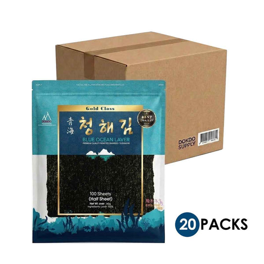 Blue Ocean Organic Sushi Nori Seaweed, 100 Sheets (half size), 140g - 1Box(20pcks)